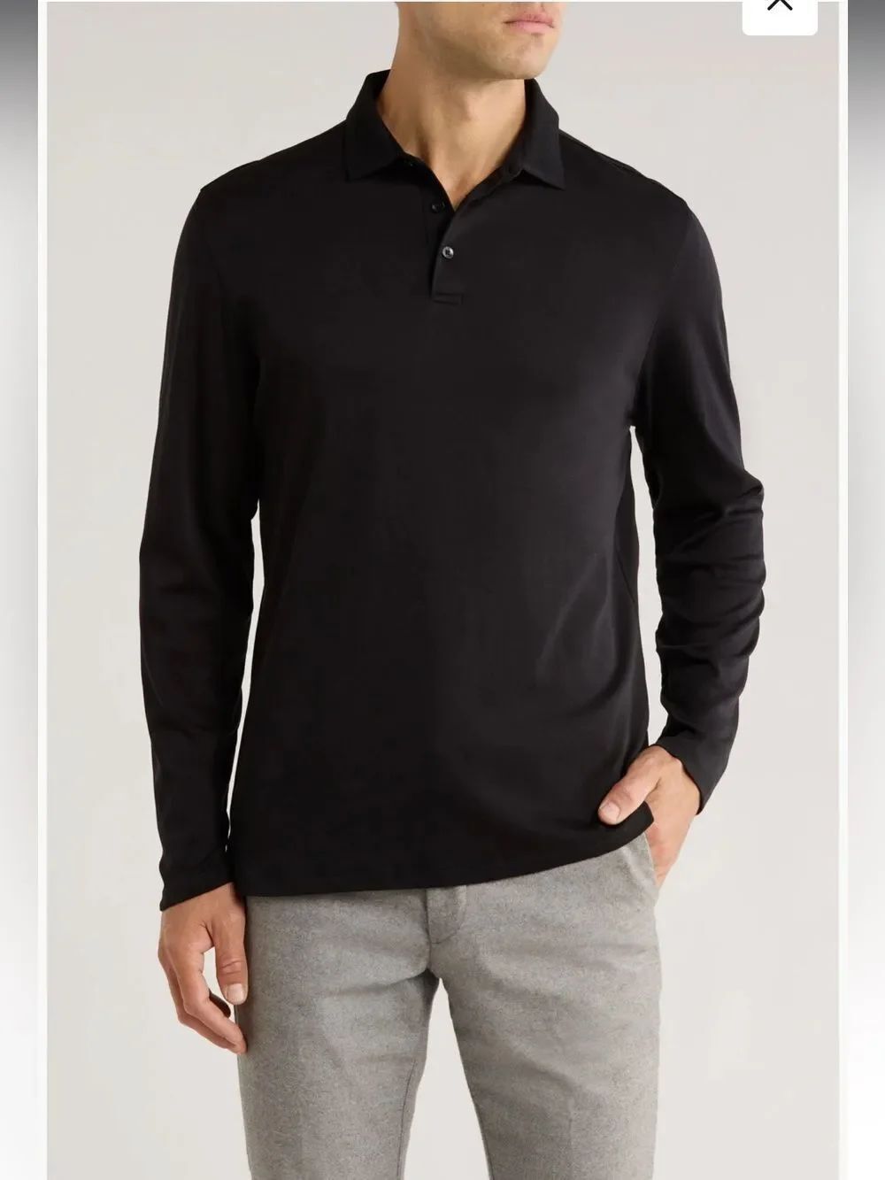 Robert Barakett Georgia Black Long-Sleeve Pima Cotton Polo